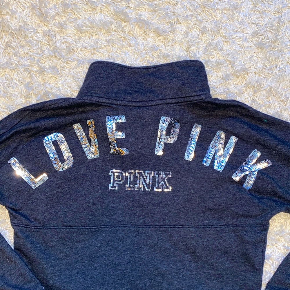 Victoria’s Secret PINK Dark Gray w/ Silver Sequin Bling Sweater. - Picture 4 of 12